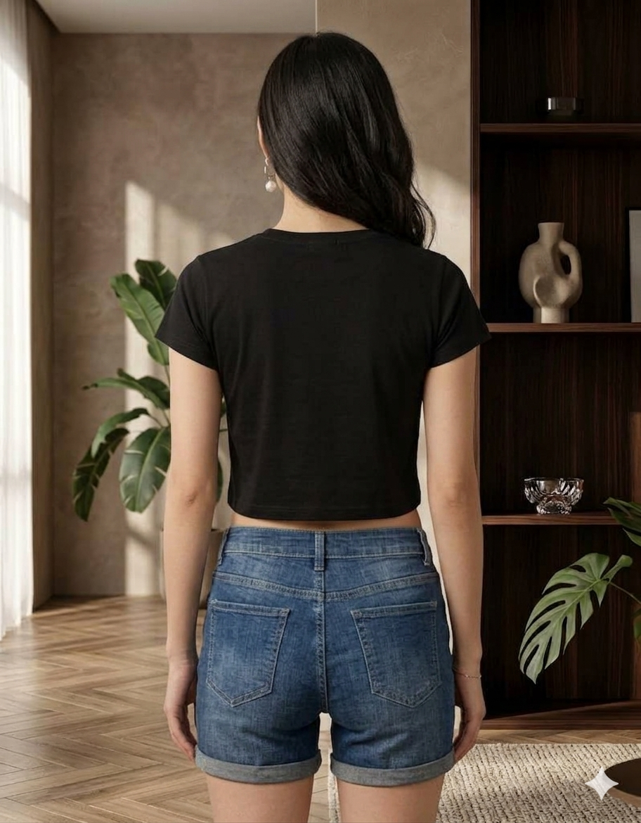 Womens - Butterfly Rainbow Graphic Crop T-Shirt.