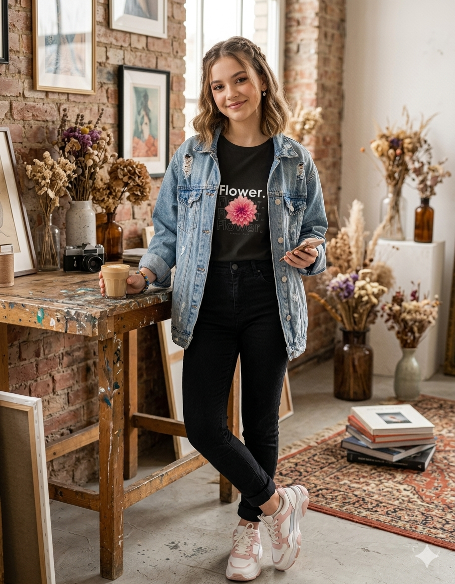 Flower Girl - Crew Neck T-Shirt