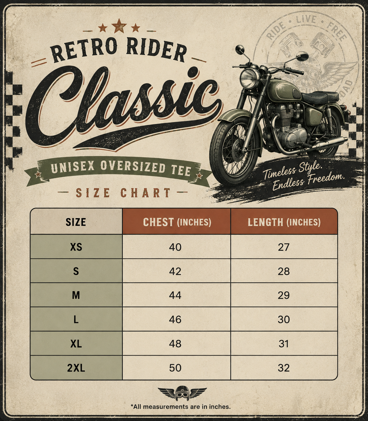 Retro Rider Classic - Unisex Oversized Tee