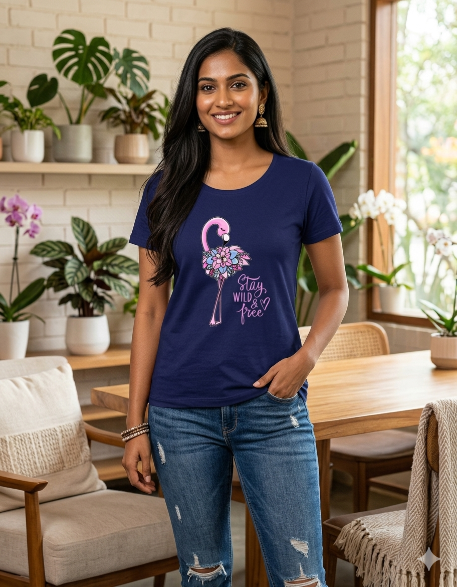 Flamingo – "Stay Wild & Free" Women's Tee