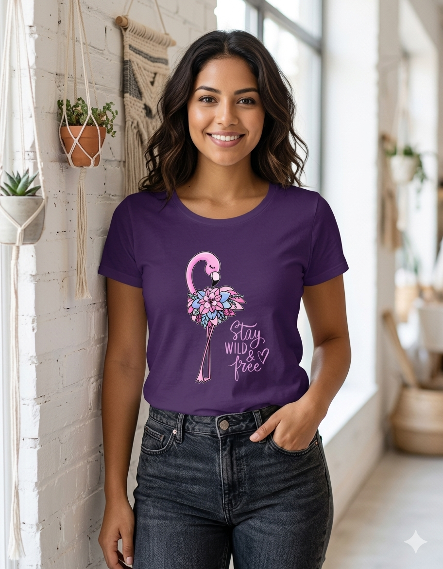 Flamingo – "Stay Wild & Free" Women's Tee