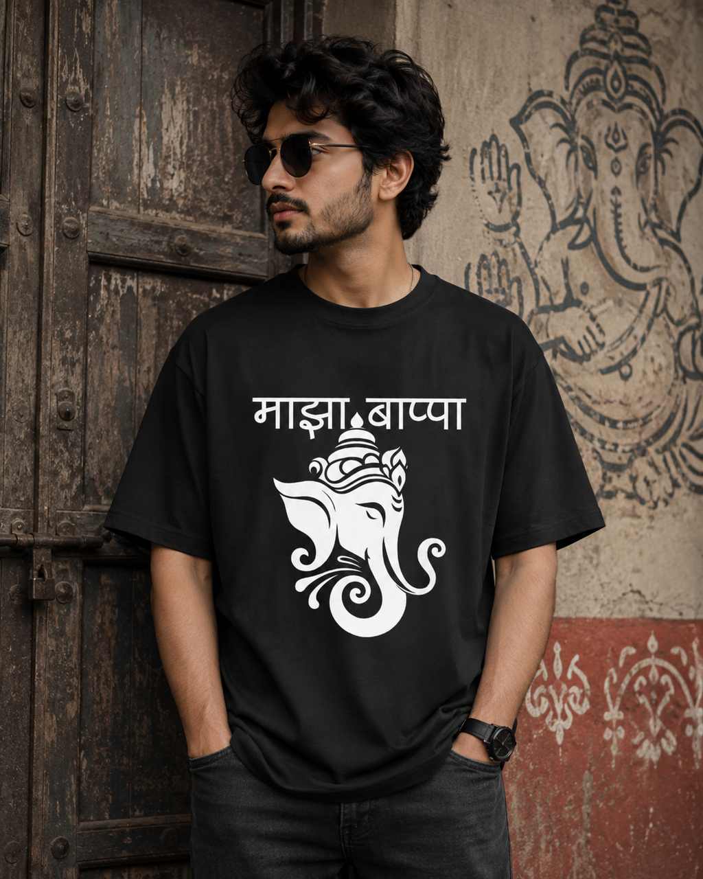 “माझा बाप्पा” Ganesh - Unisex Oversized Tee