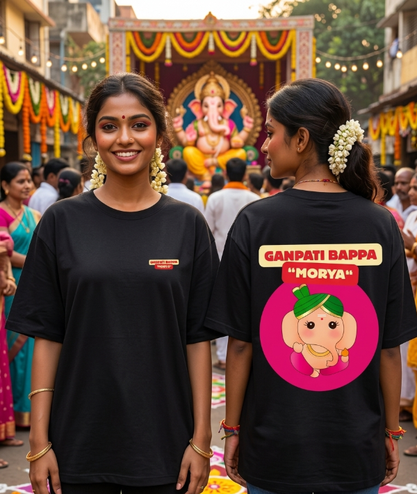 Ganpati Bappa "Morya" Festive - Unisex Oversized Tee