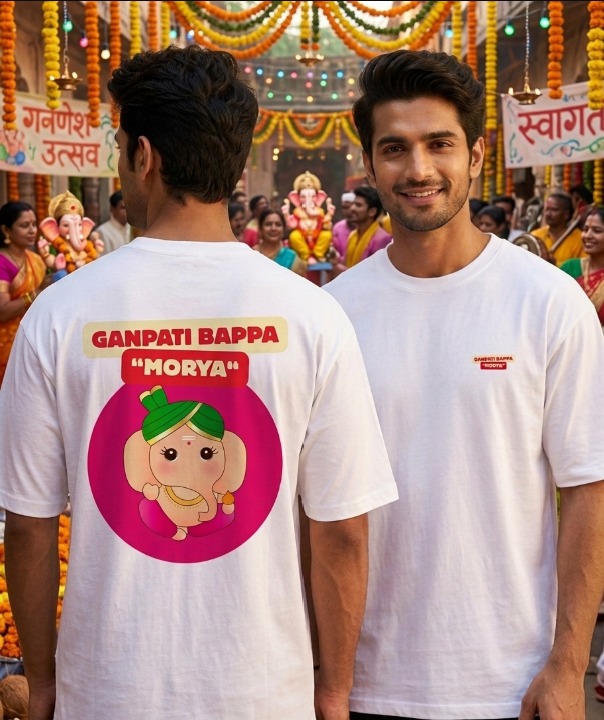 Ganpati Bappa "Morya" Festive - Unisex Oversized Tee