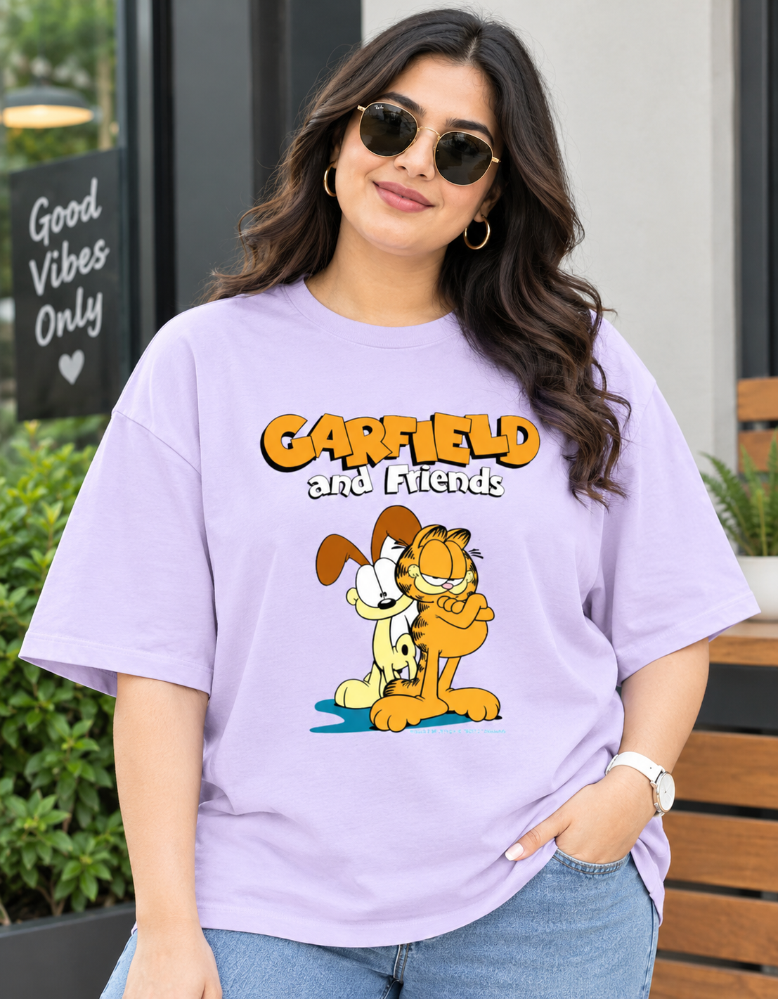 Garfield & Friends – Classic Cartoon Printed Unisex Terry Oversized Tee