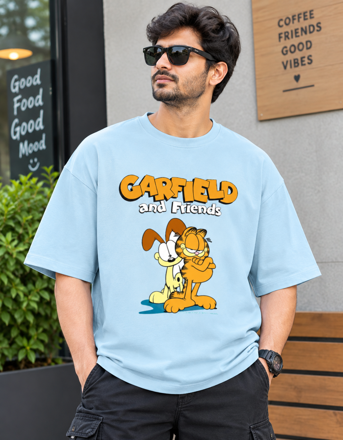 Garfield & Friends – Classic Cartoon Printed Unisex Terry Oversized Tee