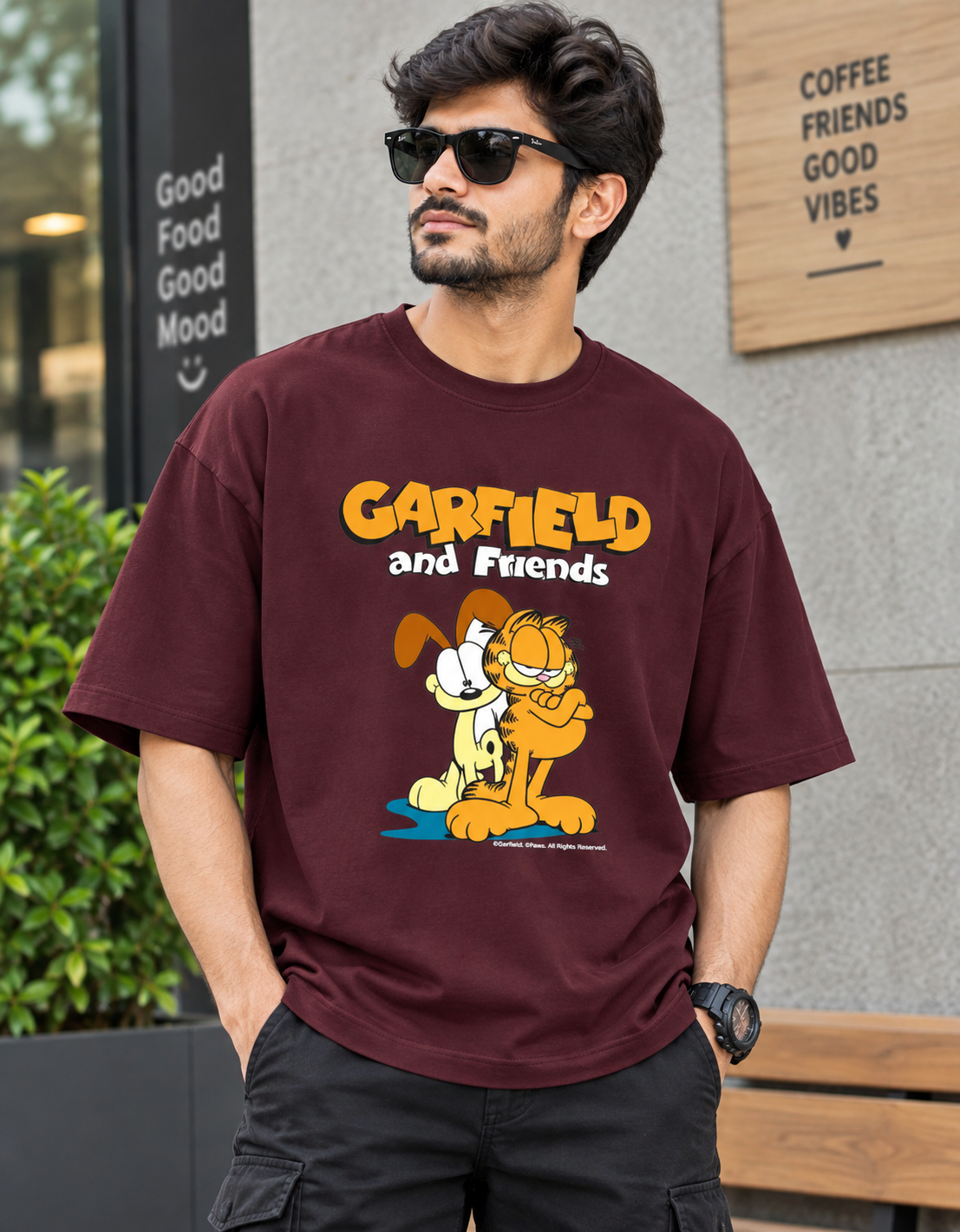 Garfield & Friends – Classic Cartoon Printed Unisex Terry Oversized Tee