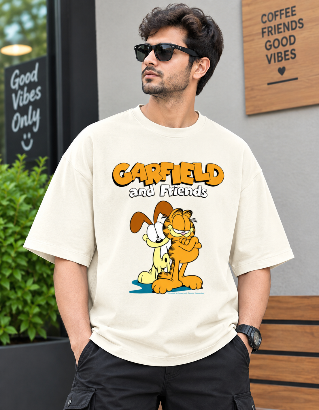 Garfield & Friends – Classic Cartoon Printed Unisex Terry Oversized Tee