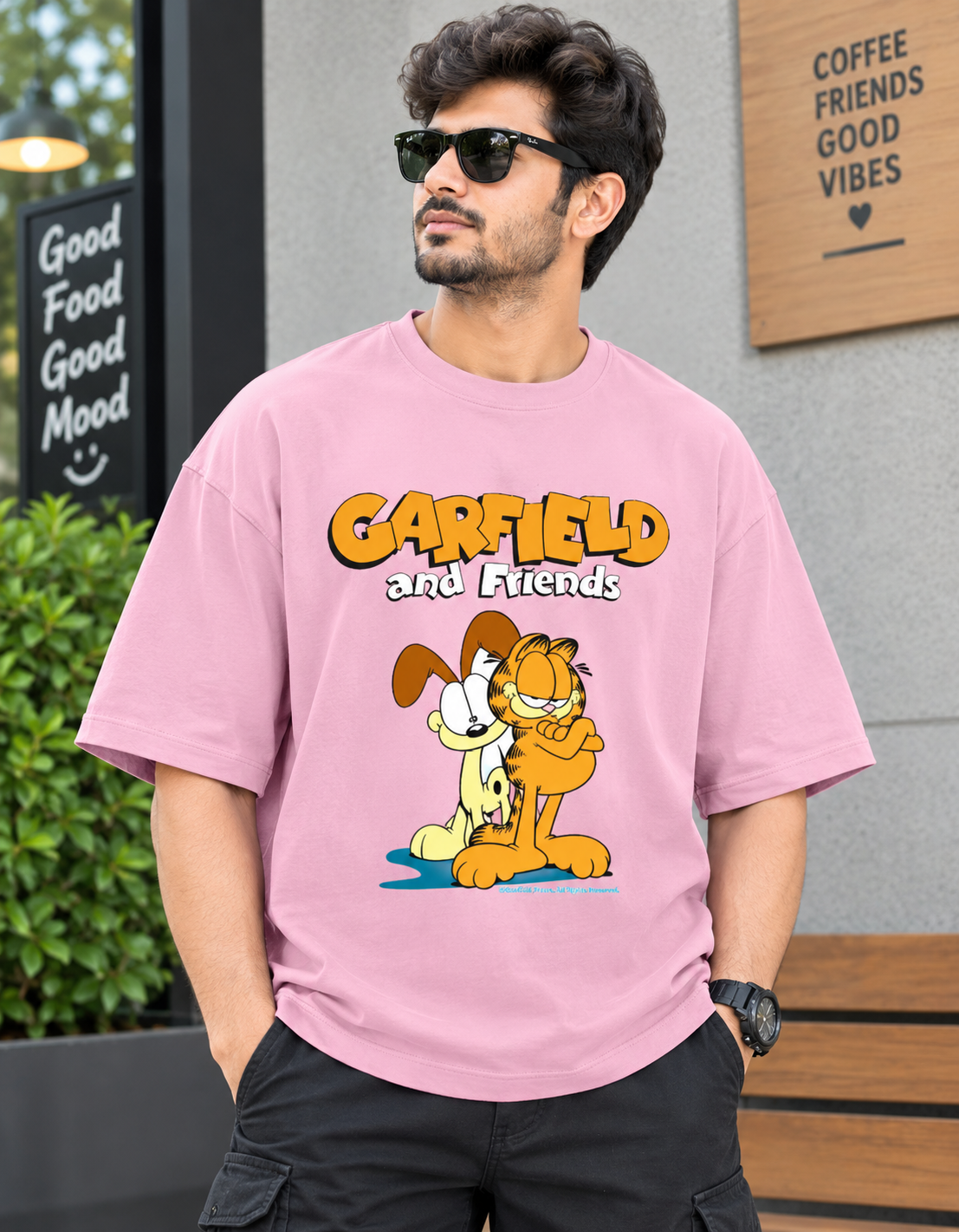 Garfield & Friends – Classic Cartoon Printed Unisex Terry Oversized Tee