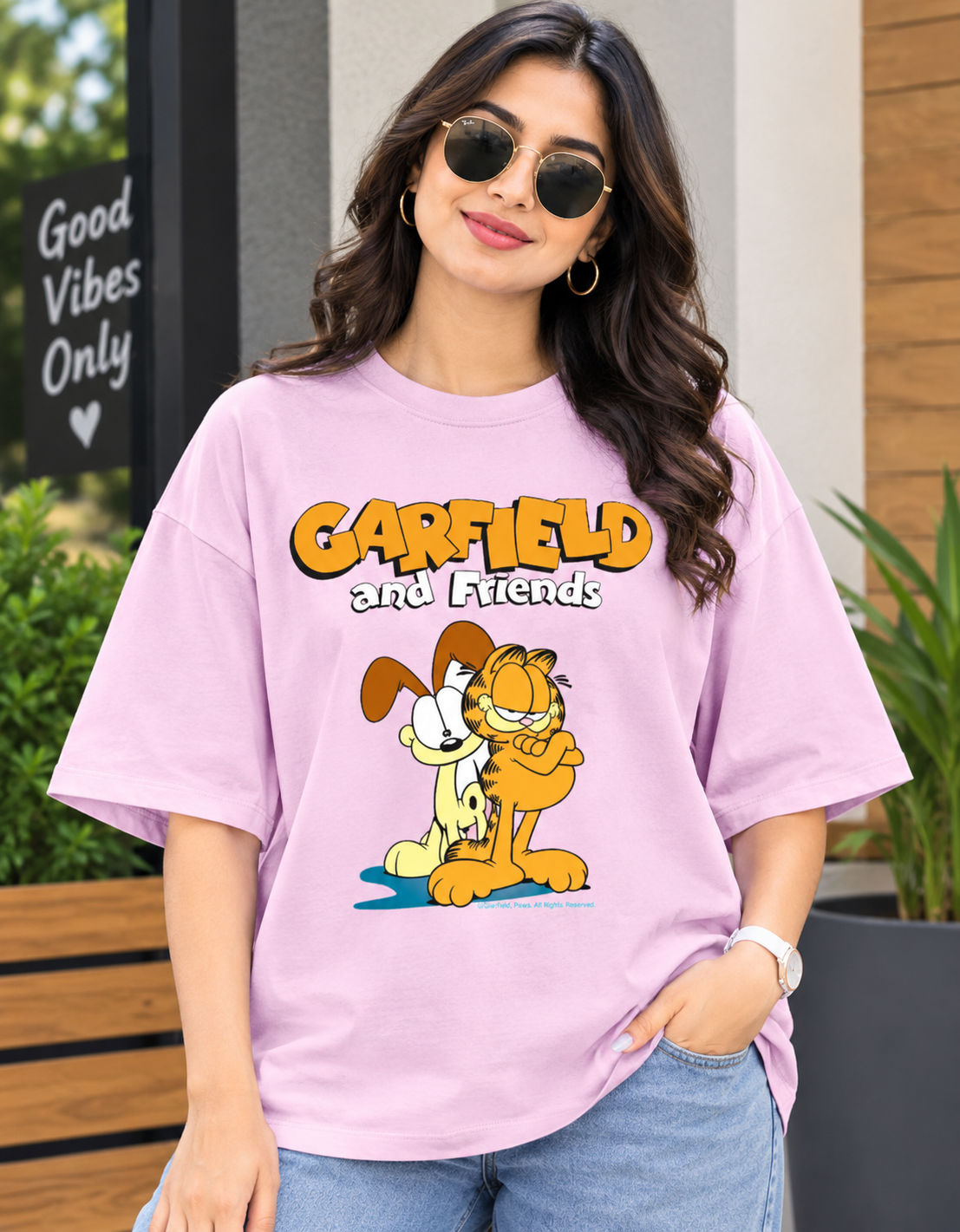 Garfield & Friends – Classic Cartoon Printed Unisex Terry Oversized Tee