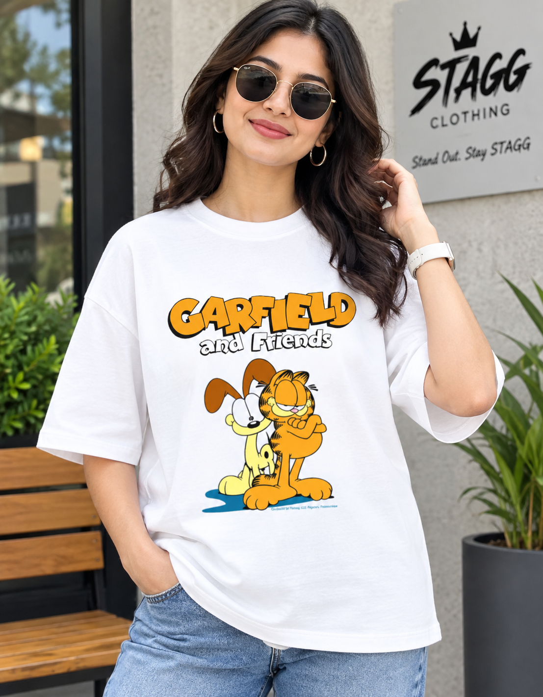Garfield & Friends – Classic Cartoon Printed Unisex Terry Oversized Tee