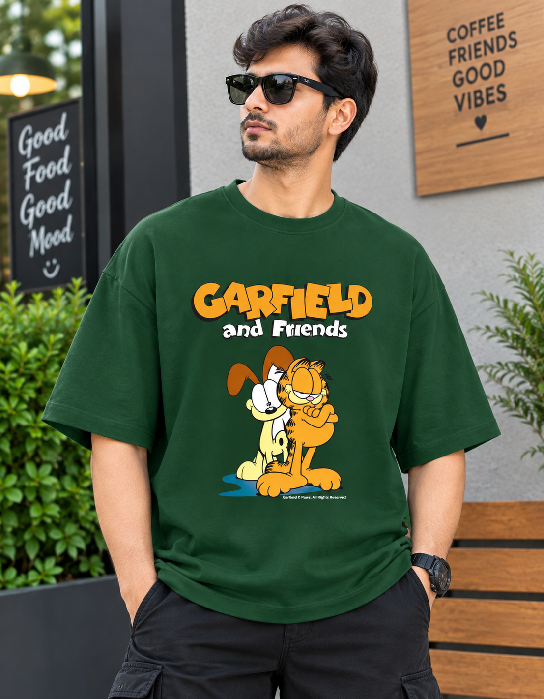 Garfield & Friends – Classic Cartoon Printed Unisex Terry Oversized Tee