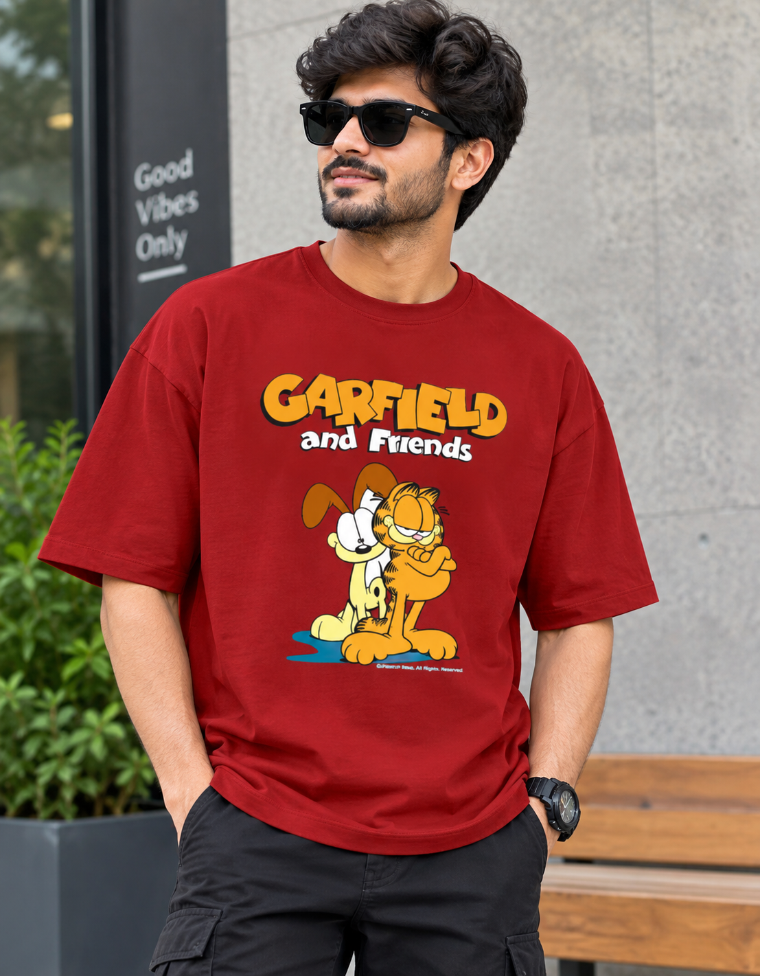 Garfield & Friends – Classic Cartoon Printed Unisex Terry Oversized Tee