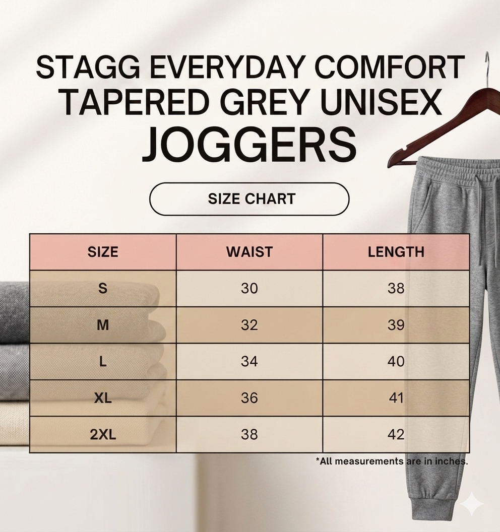 Stagg Everyday Comfort Tapered Grey Unisex Joggers