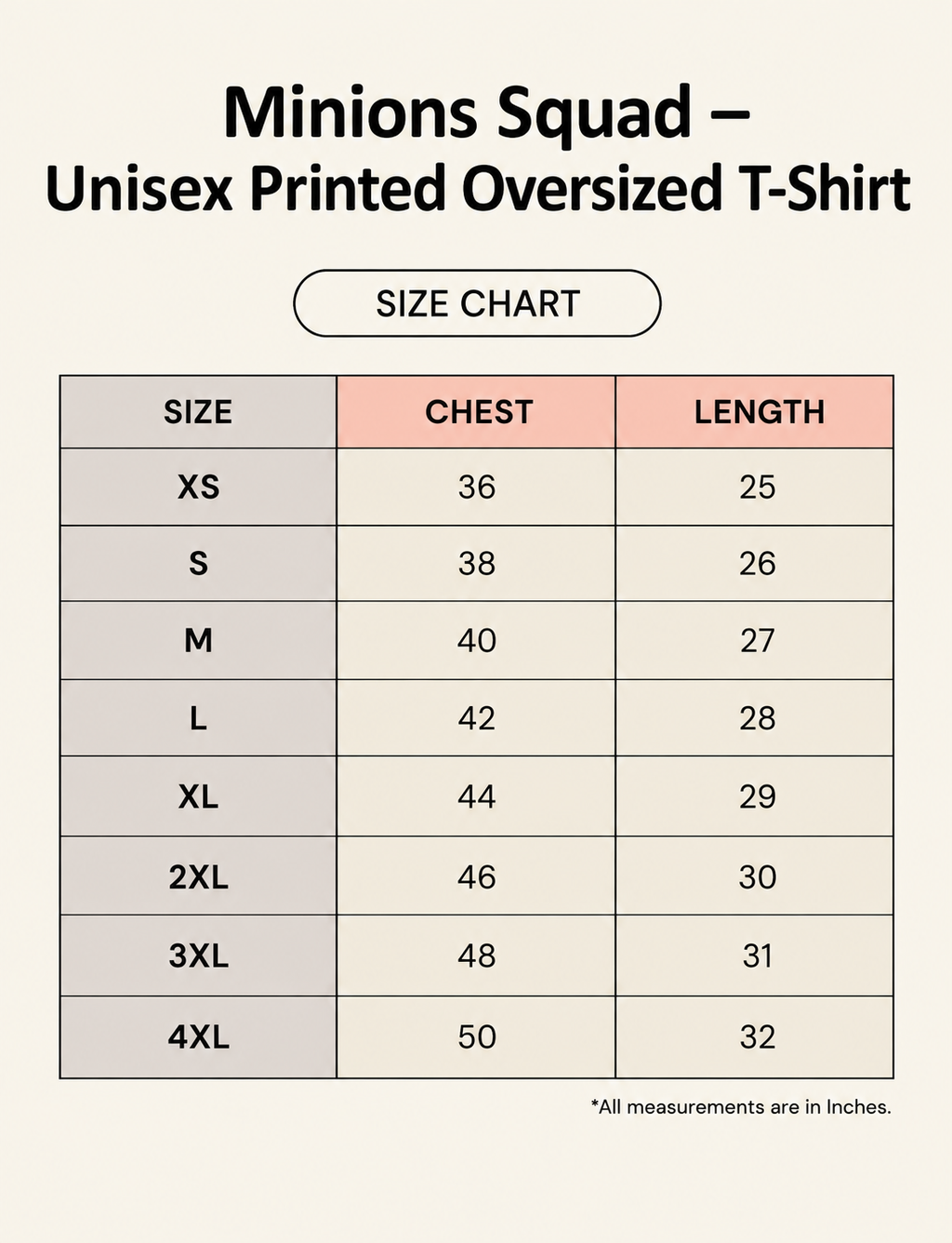 Minions Squad – Unisex Printed Oversized Tee