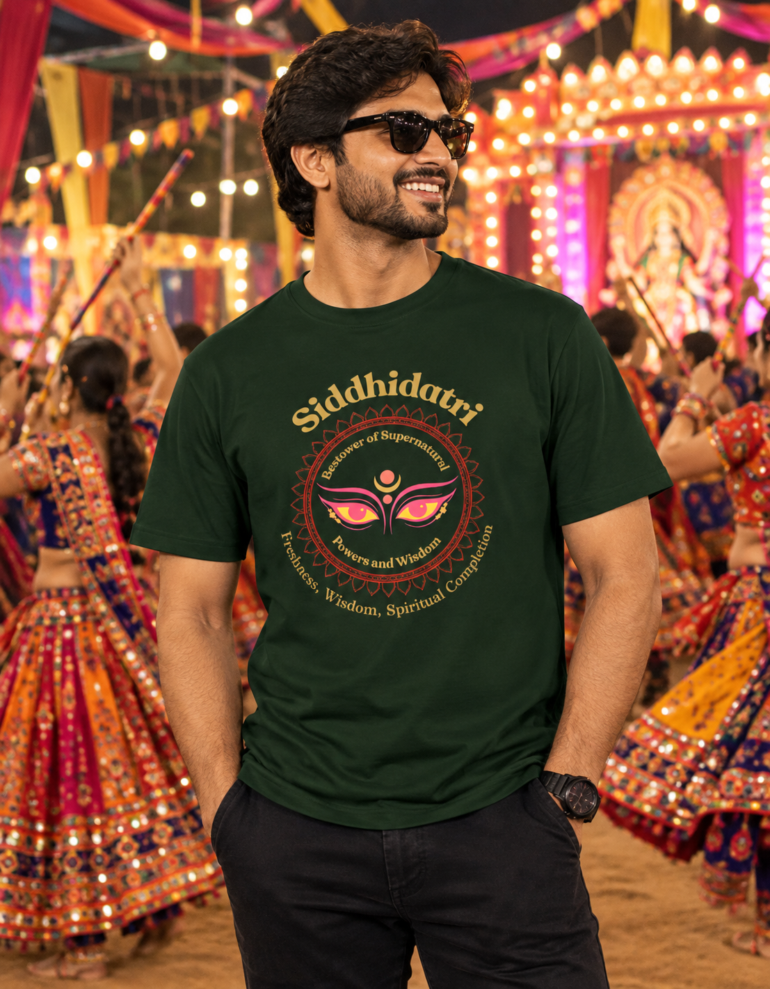 Navratri Special - Bottle Green - Unisex Classic Crew Tee