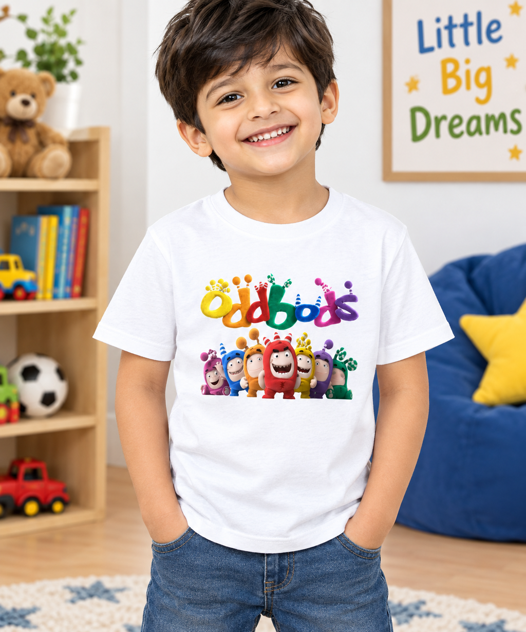 Oddbods Fun Squad – Kids Printed Cotton T-Shirt