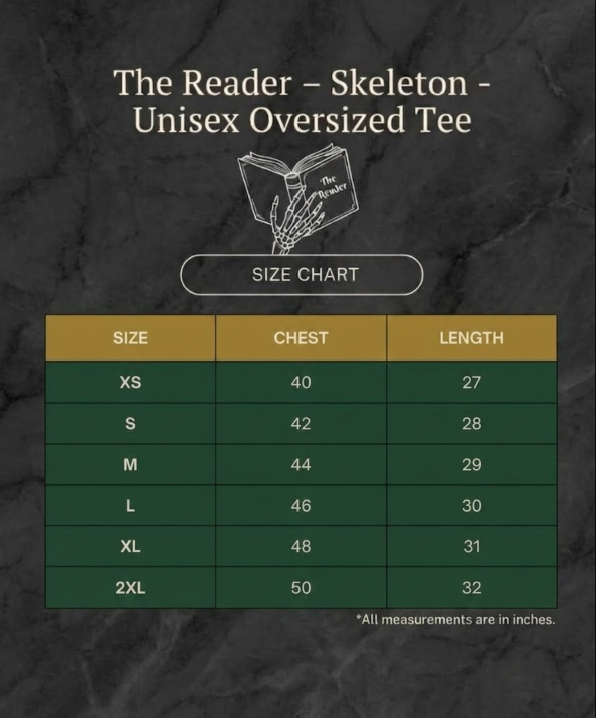 The Reader" Skeleton - Unisex Oversized Tee