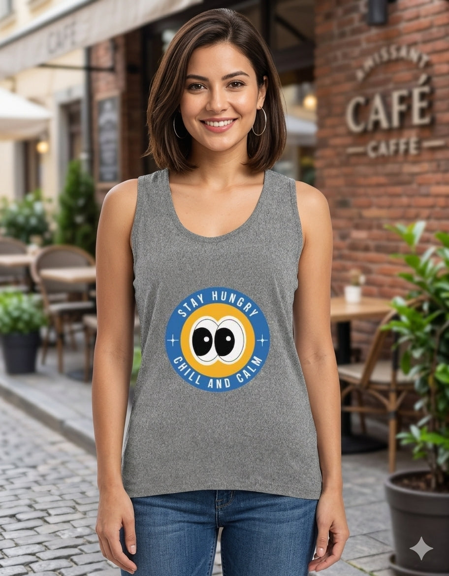 "Stay Hungry" Graphic Tank Top – Chill & Calm Edition