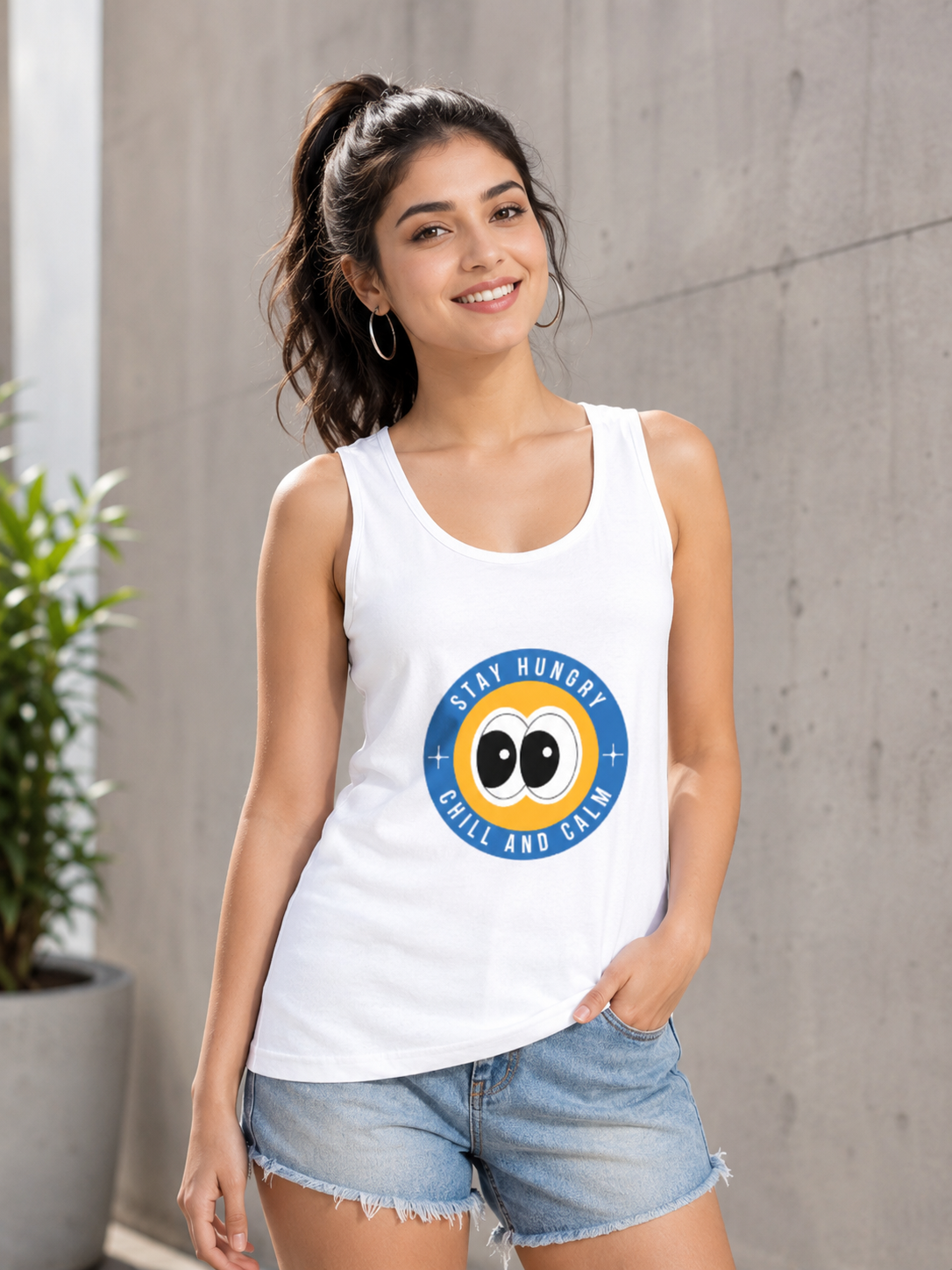 "Stay Hungry" Graphic Tank Top – Chill & Calm Edition