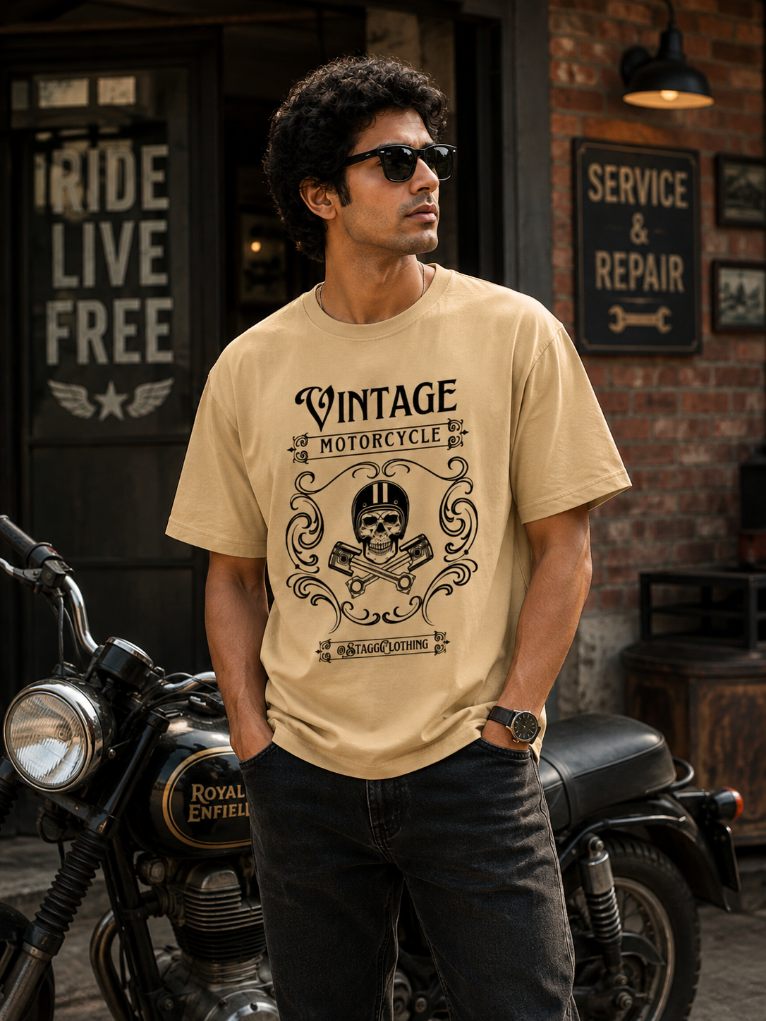 Vintage Motorcycle Skeleton - Unisex Tee
