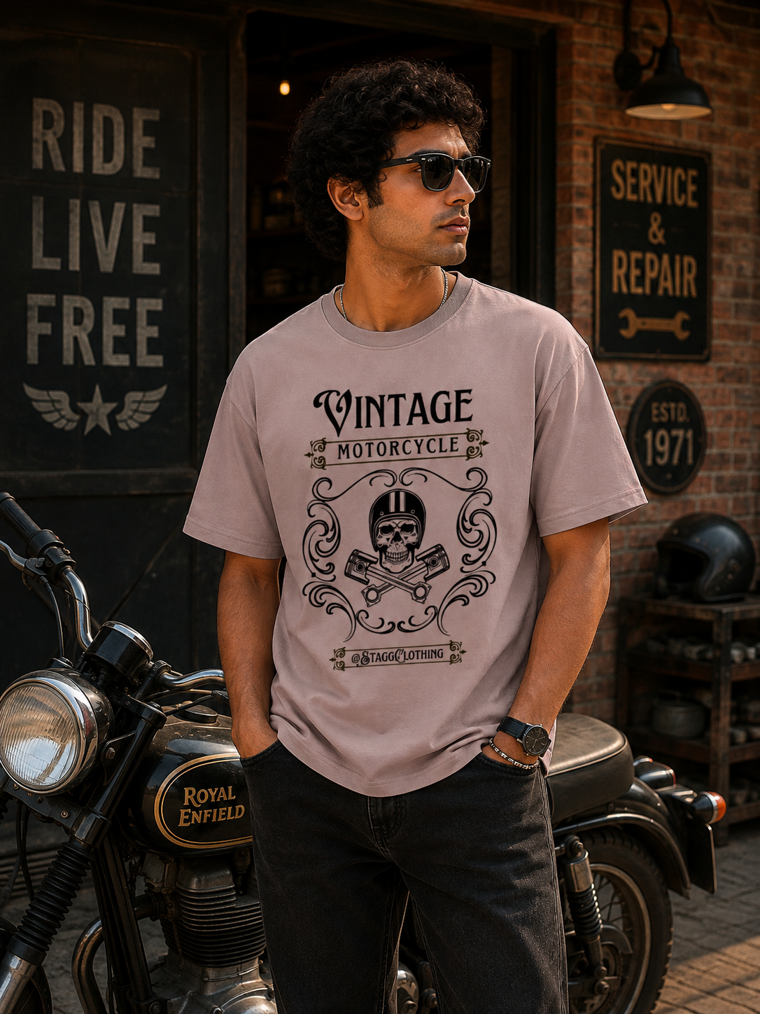Vintage Motorcycle Skeleton - Unisex Tee