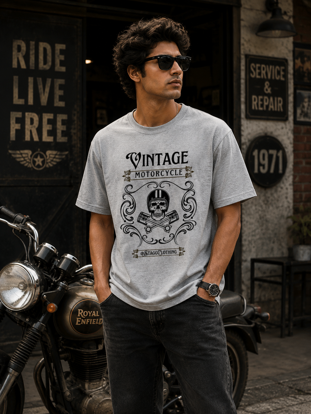 Vintage Motorcycle Skeleton - Unisex Tee