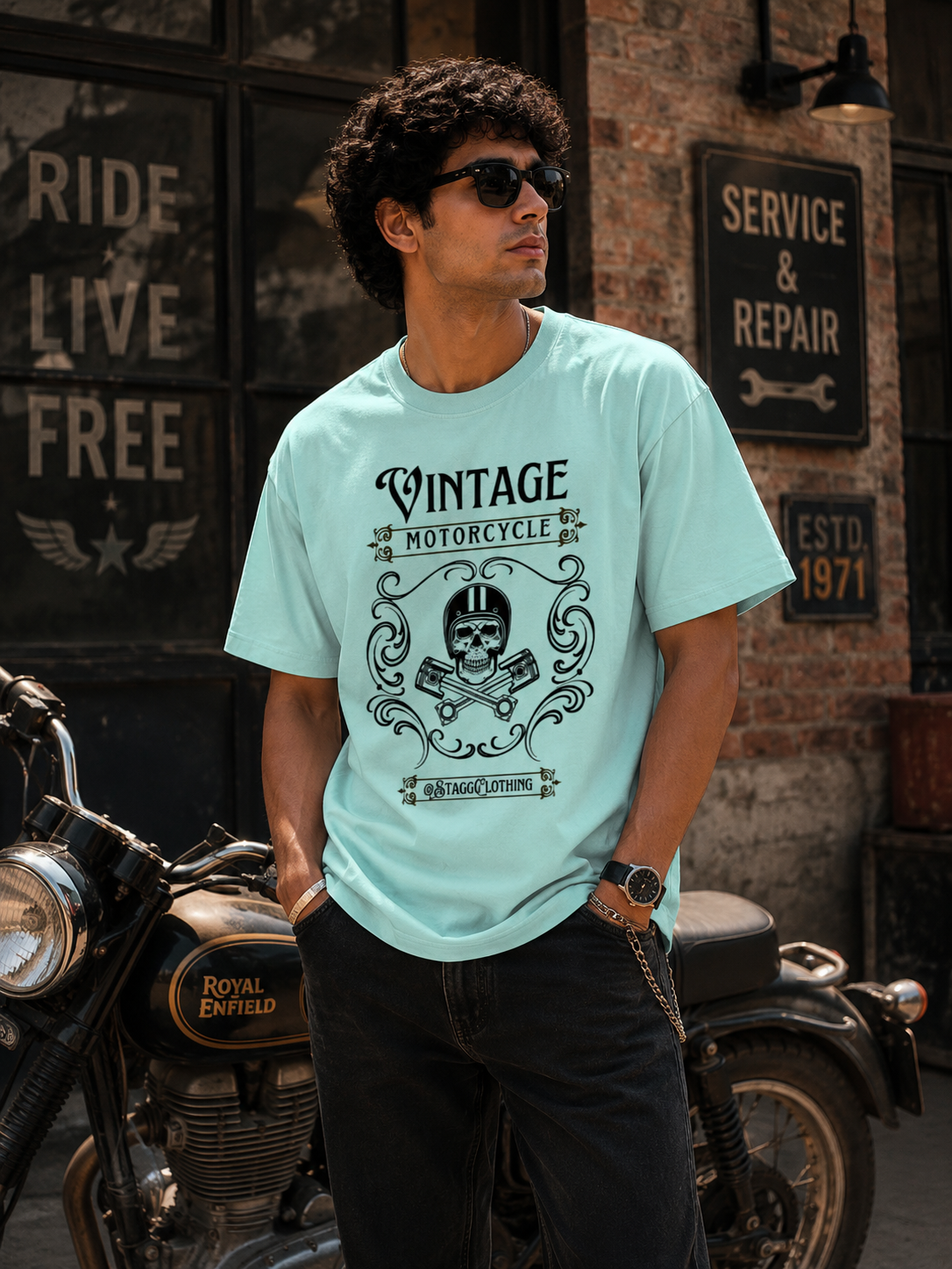 Vintage Motorcycle Skeleton - Unisex Tee