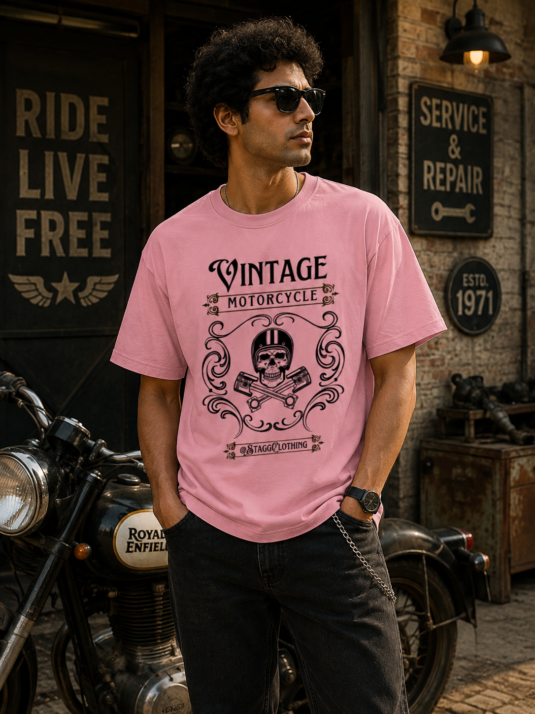 Vintage Motorcycle Skeleton - Unisex Tee
