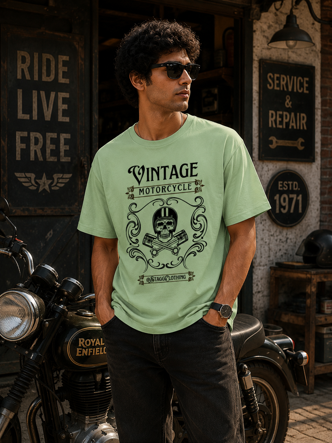 Vintage Motorcycle Skeleton - Unisex Tee