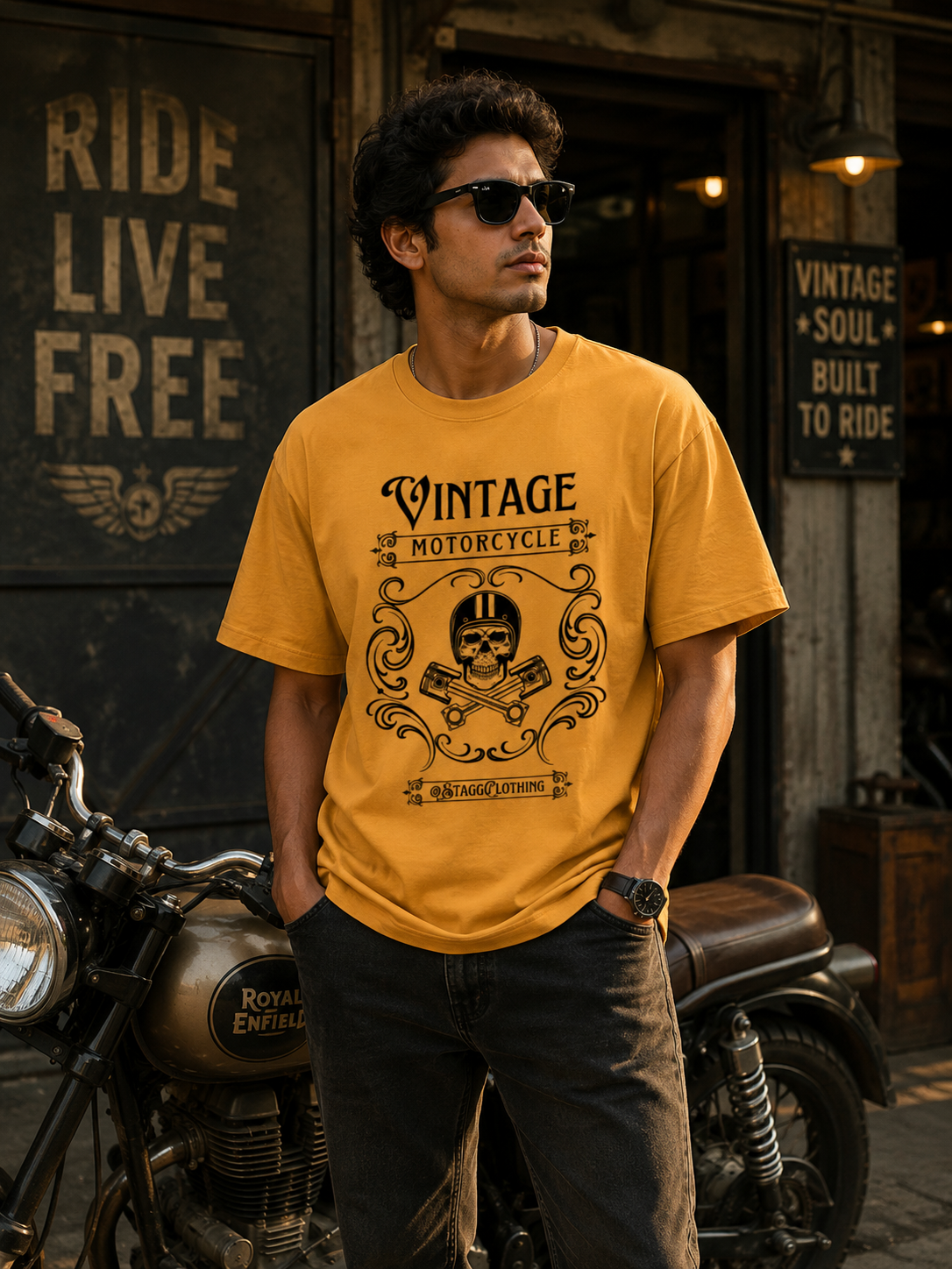 Vintage Motorcycle Skeleton - Unisex Tee