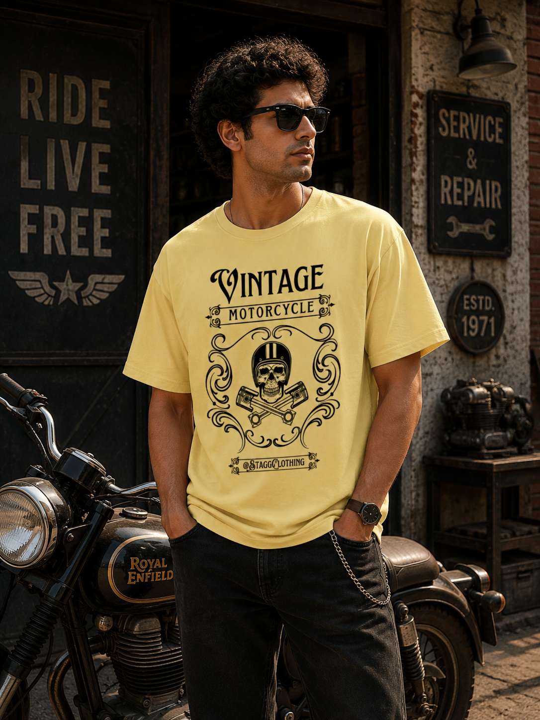 Vintage Motorcycle Skeleton - Unisex Tee